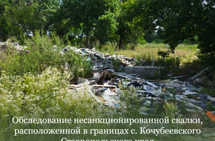 Обследование несанкционированной свалки, расположенной в границах с. Кочубеевского Ставропольского края.